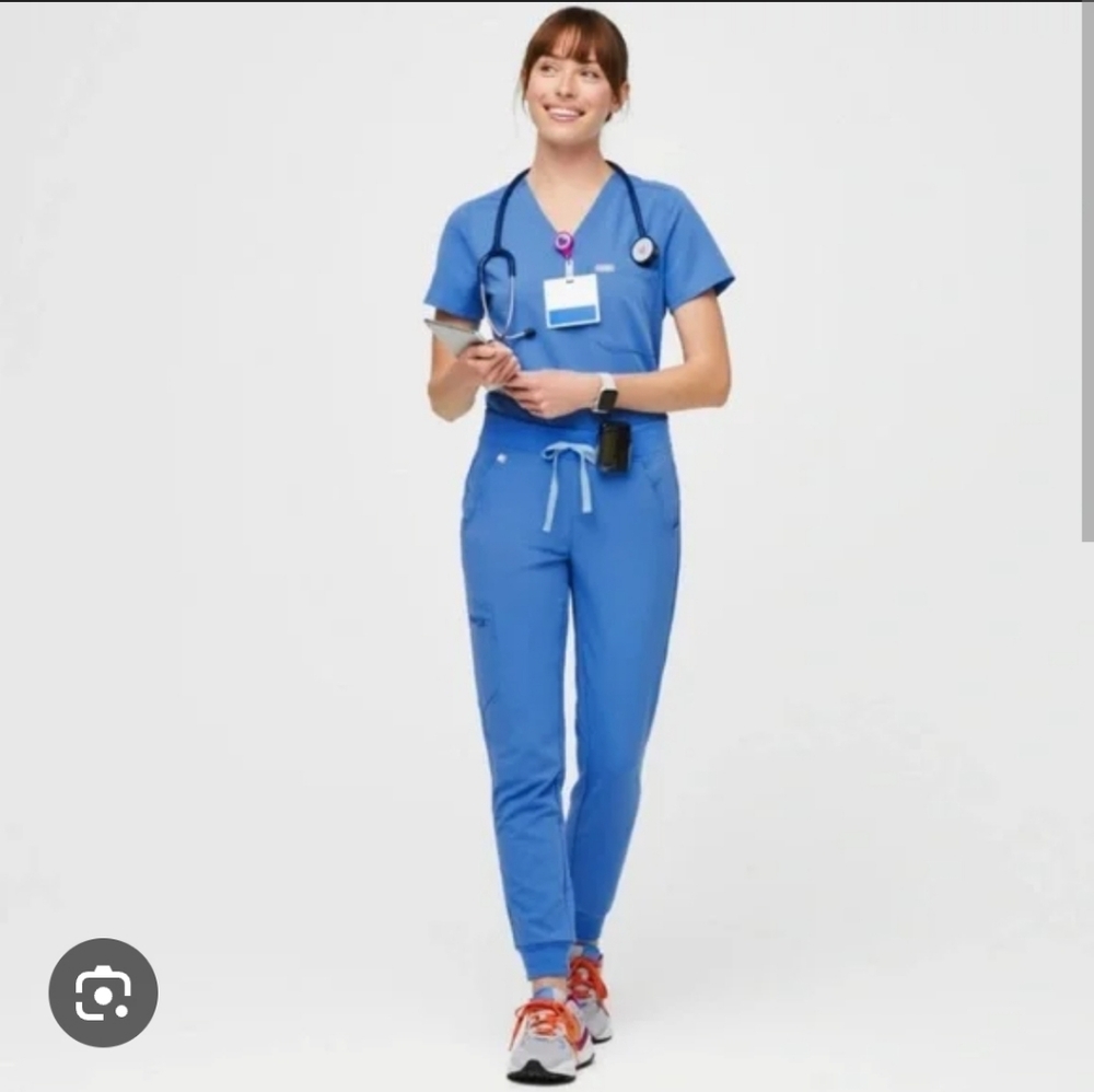 Figs Women's Cobalt Blue V-Neck Scrub Set